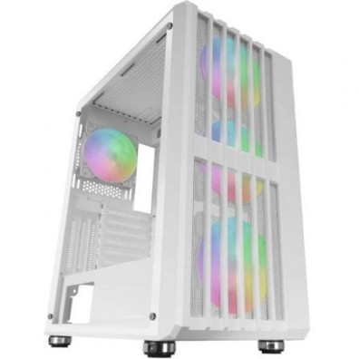 CAJA ATX MARS GAMING MCVAULTW FRONTAL BLANCO MALLA VERTICAL 4x120mm ARGB 3xPCI VERT - Blanca