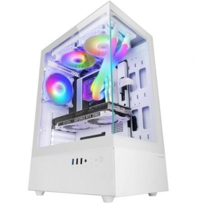CAJA ATX MARS GAMING MCXO DOBLE CRISTAL TEMPLADO ARGB GPU 328mm 1x3.5 3x2.5 BLANCO - Blanca