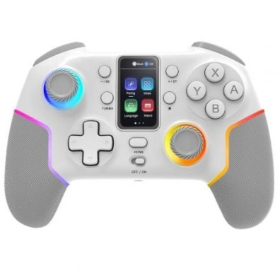 GAMEPAD BLUETOOTH MARS GAMING MGPV3W PANTALLA LCD BT+2.4G+USB MULTIPLATAFORMA HALL EFFECT BLANCO - Blanco