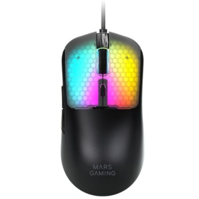 Mouse Mars Gaming MM-Viper Ultraligero 56g USB Cableado 6 Botones 12800 DPI RGB Negro - Hasta 12800 DPI