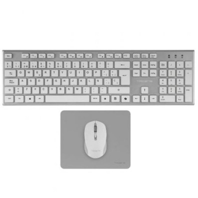 TECLADO MOUSE Y ALFOMBRILLA WIRELESS TACENS ZENITH LOW PROFILE TECLA COPILOT 3200DPI COLOR BLANCO - Teclado Inalámbrico + Ratón Inalámbrico + Alfombrilla