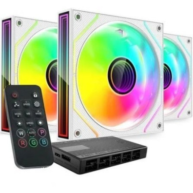 Pack 3 Ventiladores Mars Gaming MF-3DPROKIT/ 12cm + HUB + Mando a Distancia/ ARGB