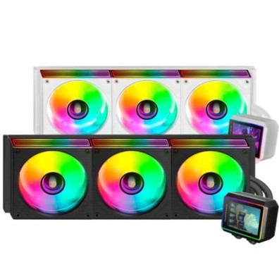 SISTEMA DE REFRIGERACION LIQUIDA MARS GAMING MLVISIONII360 NEGRO 3x120mm ARGB TPD 600W PANTALLA LCD - Negro