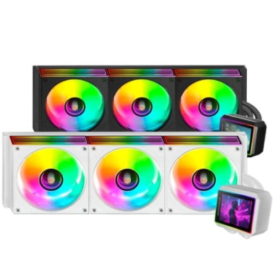 SISTEMA DE REFRIGERACION LIQUIDA MARS GAMING MLVISIONII360W BLANCO 3x120mm ARGB TPD 600W PANTALLA - Blanco