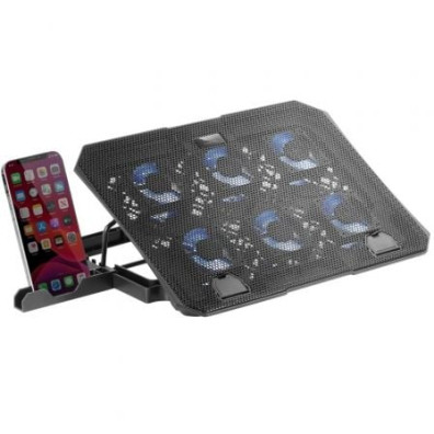 BASE DE REFRIGERACION PARA PORTATILES MARAS GAMING MNBC23 6 VENTILADORES LED AZUL STAND DE 6 POSICIO - Iluminación LED