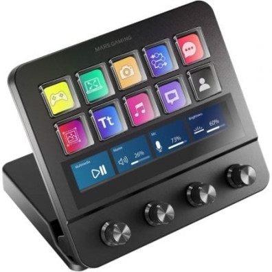 Teclado Stream Deck Mars Gaming MSD-PRO con 10 Teclas LCD y 4 Diales Personalizables