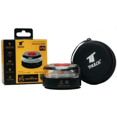 Luz baliza de emergencia Thulos TH-V16-2 para coche - Homologada - Base Imantada - Geolocalizable - Funciona a Pilas