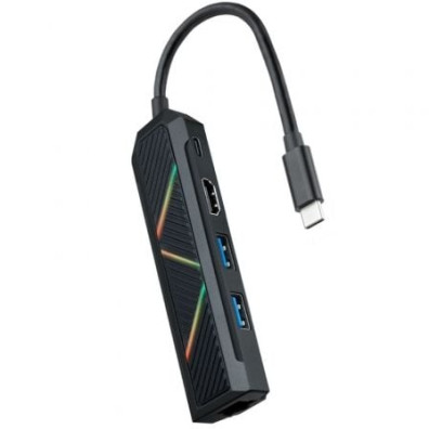 Docking USB Tipo-C Nanocable - Conectividad 2xUSB, 1xUSB Tipo-C PD, 1xHDMI, 1xRJ45 - Negro