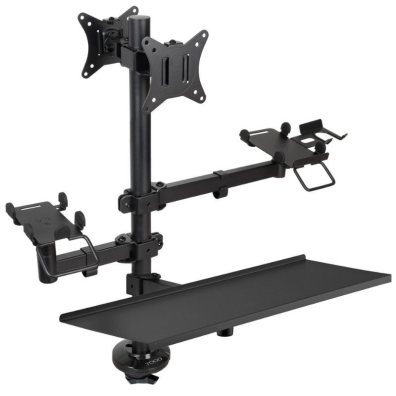 SOPORTE DE MESA TOOQ TQPM000 NEGRO TPV IMPRESORA 2 PANTALLAS 17-32" TERMINAL LECTOR BANDEJA TECLADO
