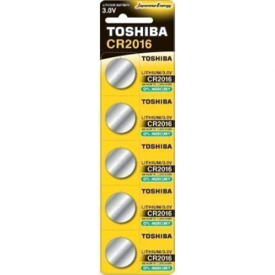 Pack de 5 Pilas de Botón Toshiba CR2016 - Compra Online - 3V