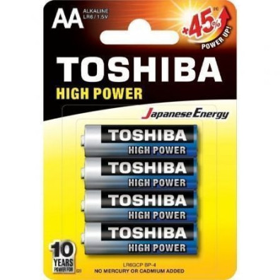 Pack de 4 Pilas AA Toshiba High Power LR6/ 1.5V - Ideal para Dispositivos Electrónicos