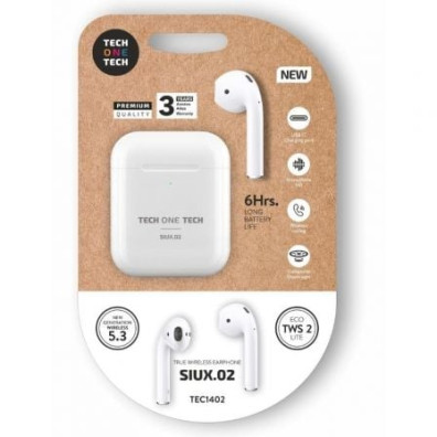 Auriculares Bluetooth Tech One Tech SIUX.2 TEC1402 - Autonomía 6h con Estuche de Carga