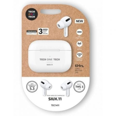 Tech One Tech SIUX.11 - Auriculares Bluetooth con Estuche de Carga y Autonomía de 6h