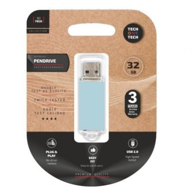 Pendrive 32GB Tech One Tech Basic USB 2.0 - Azul Cielo