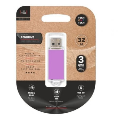 Pendrive 32GB Tech One Tech Basic USB 2.0 - Púrpura Claro