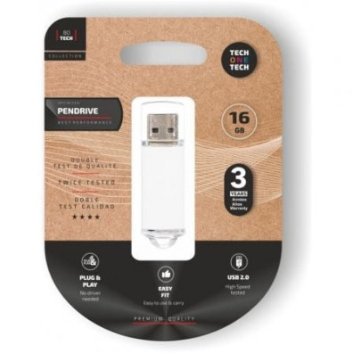 Pendrive 16GB Tech One Tech Basic USB 2.0 - Blanco