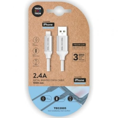 Cable USB 2.0 Tech One Tech TEC2005/ USB Macho - Lightning Macho/ 1m