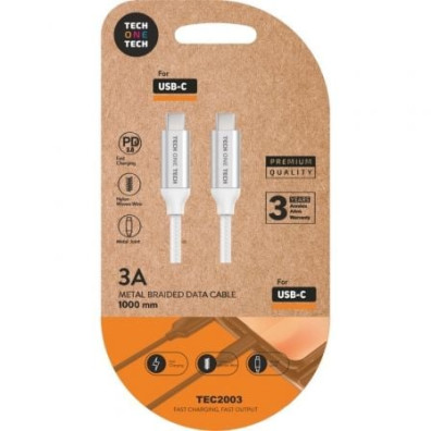 Cable USB Tipo-C Tech One Tech TEC2204 - 1m (480Mbps, Hasta 20W)