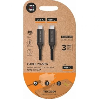 Cable USB Tipo-C Tech One Tech 2.0 480Mbps 1m 60W