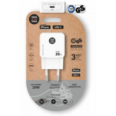 Cargador de Pared GaN Tech One Tech TEC2220 | 20W USB Tipo-C