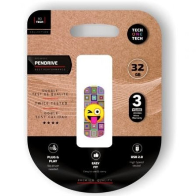 Pendrive Tech One Tech 32GB Emoji Guiño USB 2.0