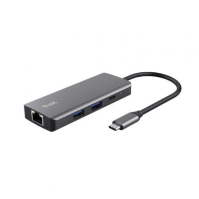 Docking Trust Dalyx USB Tipo-C con HDMI 4K y RJ45, 2 USB Tipo-C y 2 USB