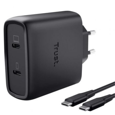 Cargador de Pared GaN Trust Maxo 65W 25525/ 2xUSB Tipo-C/ Incluye Cable USB Tipo-C