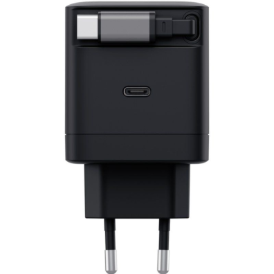 CARGADOR USB-C TRUST MAXO 65W PD NEGRO CON CABLE RETRACTABLE 2XUSB-C