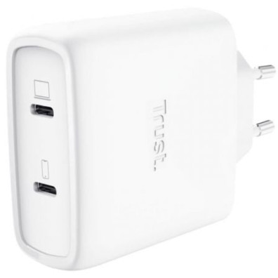 Cargador de Pared GaN Trust Maxo 65W 25526/ 2xUSB Tipo-C/ Incluye Cable USB Tipo-C