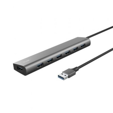 Hub USB Trust Halyx 3.2 Gen1 con 7xUSB y 1xUSB-C - Gris