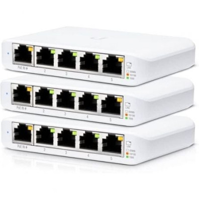 Switch Gestionable Ubiquiti USW-Flex Mini 5 Puertos/ RJ45 10/100/1000 PoE - Pack 3 uds