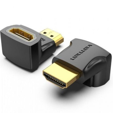 ADAPTADOR HDMI/M A HDMI/H 4K 90º ACODADO NEGRO - Vention - HDMI Macho - HDMI Hembra