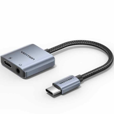 Adaptador Audio Vention BIGHA/ USB Tipo-C Macho - Jack 3.5 Hembra/ USB Tipo-C PD Hembra