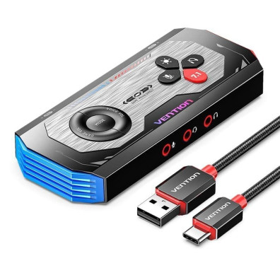 Tarjeta de Sonido Gaming con Amplificador Vention USB-C/M a 3xJack3.5/H