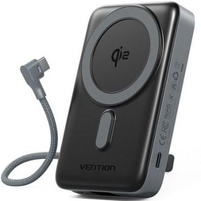 Powerbank Vention 10000mAh 35W Wireless Gris - Carga rápida
