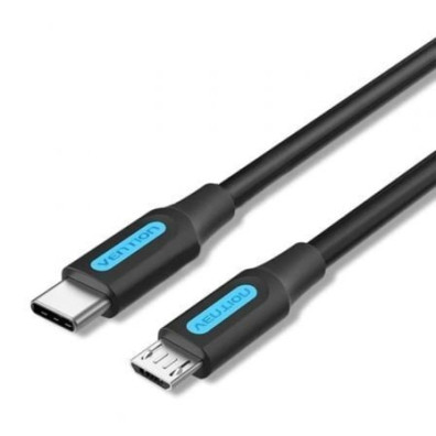Cable USB 2.0 Tipo-C Vention COVBG/ USB Tipo-C Macho - MicroUSB Macho/ 480Mbps/ 1.5m - Negro