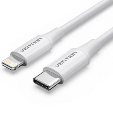 Cable USB 2.0 Tipo-C Lightning Vention LAJWF - USB Tipo-C Macho a Lightning Macho/ 27W/ 480Mbps/ 1m