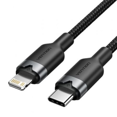 Cable USB Tipo-C Vention LALBH/ USB Tipo-C Macho - Lightning Macho 27W/ 480Mbps/ 2m