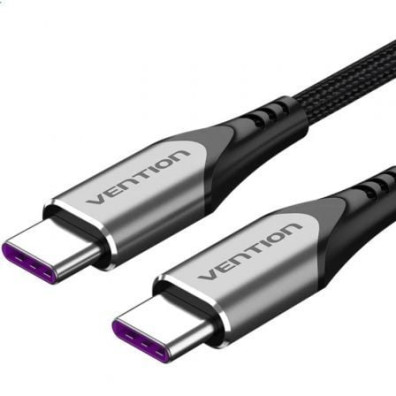 Cable USB 2.0 Tipo-C Vention TAEHG/ USB Tipo-C Macho - USB Tipo-C Macho/ Hasta 100W/ 480Mbps/ 1.5m