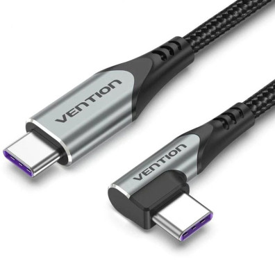CABLE USB-C Angulo Recto a USB-C 0.50m 100W Gris Vention