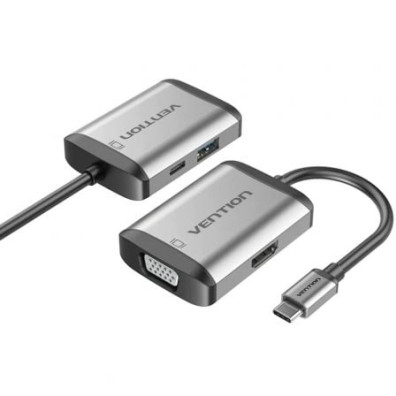 Conversor Vention TFAHB Tipo-C PD 1xUSB 1xHDMI 1xVGA - Accesorio Portátil