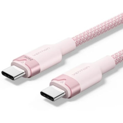 Cable USB 2.0 Tipo-C 5A Vention TRIPF/ USB Tipo-C Macho - USB Tipo-C Macho/ Hasta 240W/ 480Mbps/ 1m