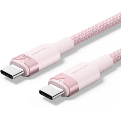 Cable USB 2.0 Tipo-C 5A Vention TRIPH/ USB Tipo-C Macho - USB Tipo-C Macho/ Hasta 240W/ 480Mbps/ 2m