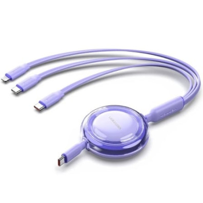 Cable USB Tipo-C 2.0 5A Vention TRKVBE/ USB Tipo-C Macho - 3x USB Tipo-C Macho/ Hasta 100W/ 480Mbps/ 1.1m