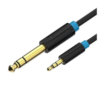 Cable de Audio Estéreo Vention 1.5m Negro Jack 6.5/M Jack 3.5/M