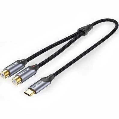 CONVERSOR USB-C/M a RCA/H 2x 0.5 GRIS VENTION