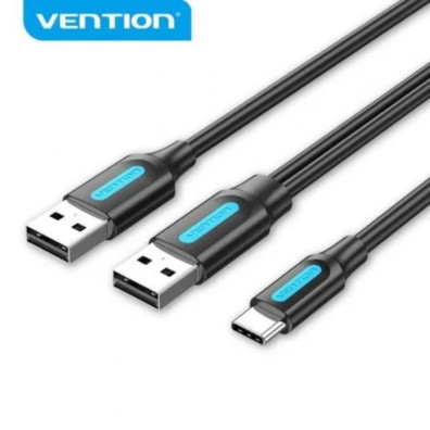 Cable Vention Negro 2xUSB 2.0/M USB-C/M 1M