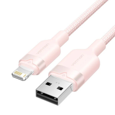 CABLE USB LIGHTNING TRENZADO 2.0 1M ROSA Vention