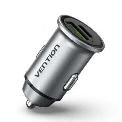 Cargador de Coche Vention FFBH0 con 1xUSB-Tipo C y 1xUSB