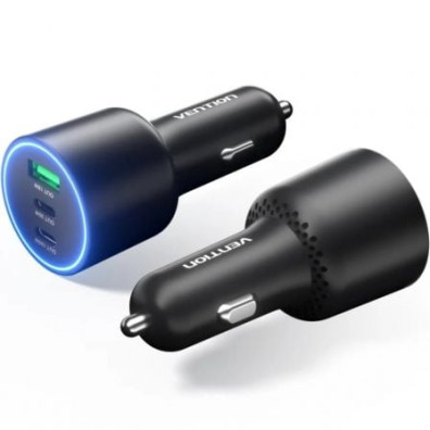 Cargador de Coche Vention 2xUSB-Tipo C/ 1xUSB